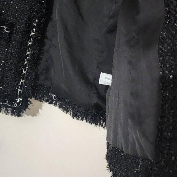 Boston Proper Womens 12 Chain Detail Tweed Jacket Wool Blend Coat Preppy Top - Picture 4 of 8